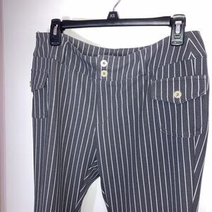 Shein Dress Pants Women L Gray And  White Pinstripes